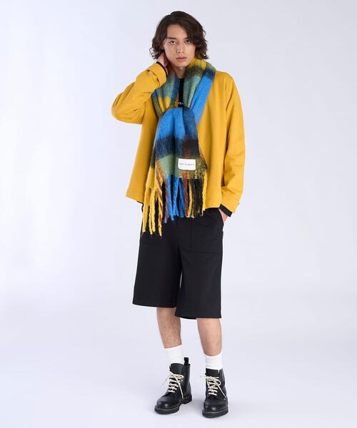 To b. by agnes b.（トゥービーバイアニエスベー）の「ブロックチェック マフラー（マフラー・レディース・イエロー・FREE）」の11枚目の写真