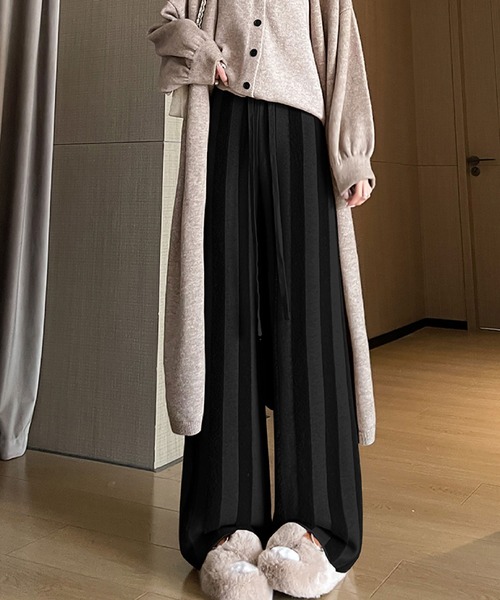 2ly2(トゥーリートゥー)の「ストライプニットパンツ(その他パンツ・レディース・ベージュ/ピンク/ホワイト/ブラック・FREE)」の10枚目の写真