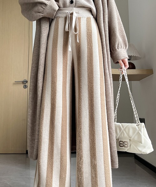 2ly2(トゥーリートゥー)の「ストライプニットパンツ(その他パンツ・レディース・ベージュ/ピンク/ホワイト/ブラック・FREE)」の14枚目の写真