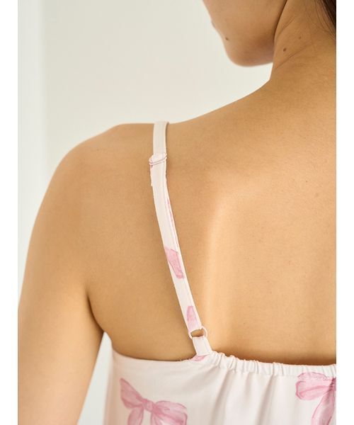 セール】リボン柄カップインキャミソール（ルームウェア/パジャマ