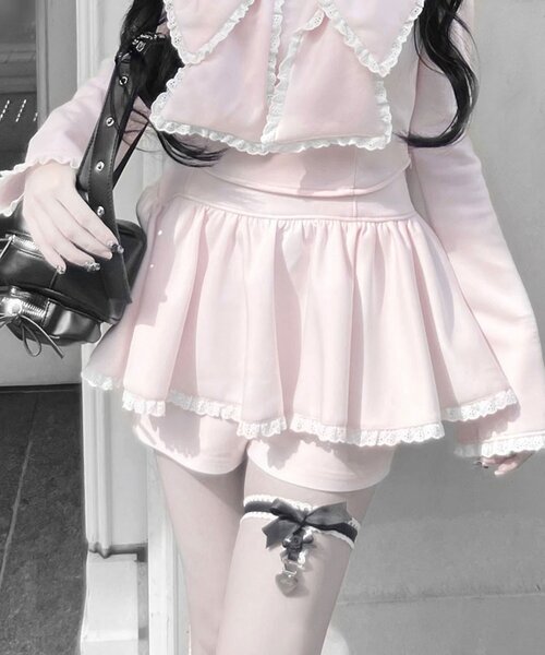 OLIVE des OLIVE（オリーブデオリーブ）の「【インフルエンサー企画】miko ふりふりスカパン（その他パンツ・レディース・ブラック/ドット/ピンク・FREE）」の2枚目の写真