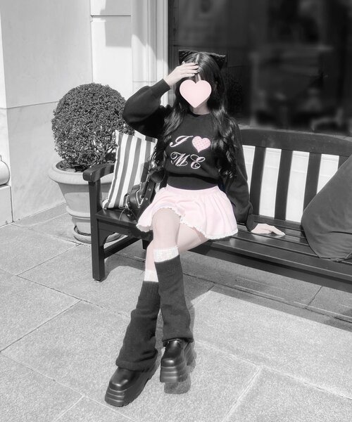 OLIVE des OLIVE（オリーブデオリーブ）の「【インフルエンサー企画】miko ふりふりスカパン（その他パンツ・レディース・ブラック/ドット/ピンク・FREE）」の4枚目の写真