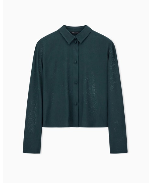 ARMANI EXCHANGE（アルマーニエクスチェンジ）の「【A|X アルマーニ エクスチェンジ】ヴィスコースジャカード ブラウス（シャツ/ブラウス・レディース・ダークグリーン・LARGE/MEDIUM/SMALL/X-LARGE/X-SMALL）」の4枚目の写真