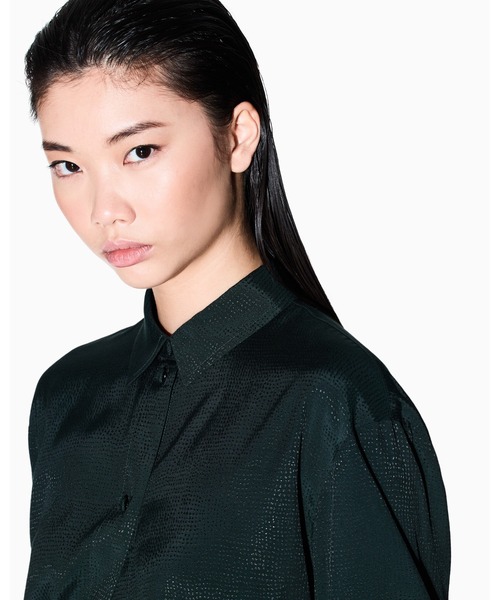 ARMANI EXCHANGE（アルマーニエクスチェンジ）の「【A|X アルマーニ エクスチェンジ】ヴィスコースジャカード ブラウス（シャツ/ブラウス・レディース・ダークグリーン・LARGE/MEDIUM/SMALL/X-LARGE/X-SMALL）」の7枚目の写真