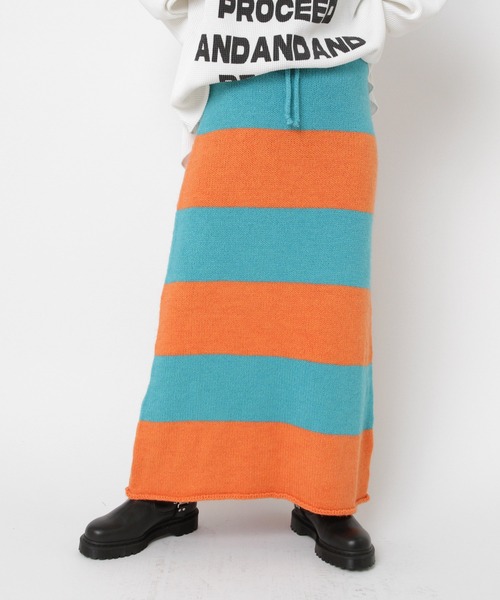RNA（アールエヌエー）の「G1100 ボールドボーダーロングスカート（スカート・レディース・オレンジ/イエロー・MEDIUM）」の8枚目の写真