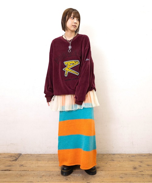 RNA（アールエヌエー）の「G1100 ボールドボーダーロングスカート（スカート・レディース・オレンジ/イエロー・MEDIUM）」の13枚目の写真