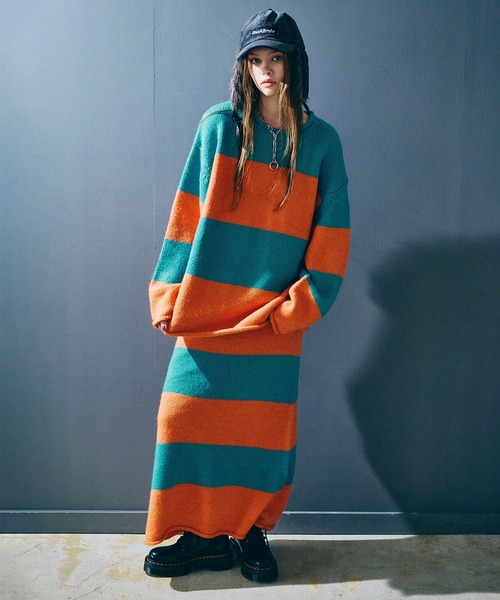 RNA（アールエヌエー）の「G1100 ボールドボーダーロングスカート（スカート・レディース・オレンジ/イエロー・MEDIUM）」の19枚目の写真