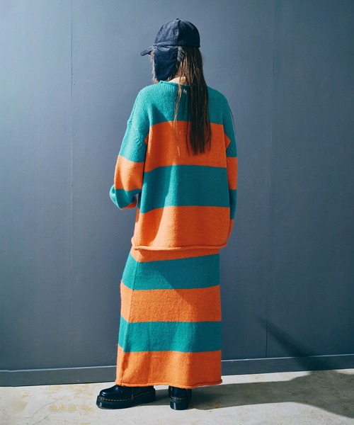 RNA（アールエヌエー）の「G1100 ボールドボーダーロングスカート（スカート・レディース・オレンジ/イエロー・MEDIUM）」の21枚目の写真