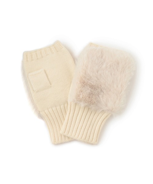 VIS（ビス）の「フィンガーレスファーアームウォーマー（手袋・レディース・キナリ/ベージュ・FREE）」の5枚目の写真