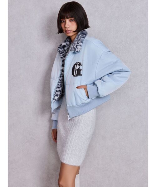 GYDA（ジェイダ）の「STUPID IN RICH REVERSIBLE エコファーブルゾン（ブルゾン・レディース・オフホワイト/ブラック/スカイブルー・FREE）」の14枚目の写真