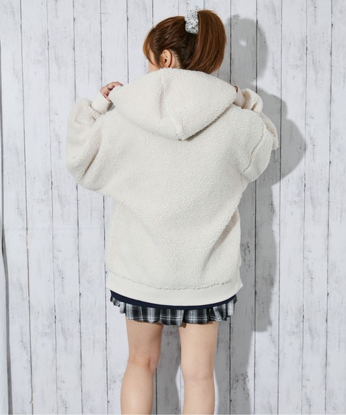 セール】《カレッジロゴ×ボア》レディース ジップパーカー ビッグ