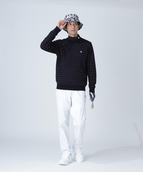 PEARLY GATES（パーリーゲイツ）の「【PEARLY GATES】14Gダブルジャガードカシミヤ混クルーネックニットプルオーバー ＜ミニドット柄＞（ニット/セーター・メンズ・ダークインディゴブルー・MEDIUM/LARGE/X-LARGE）」の2枚目の写真