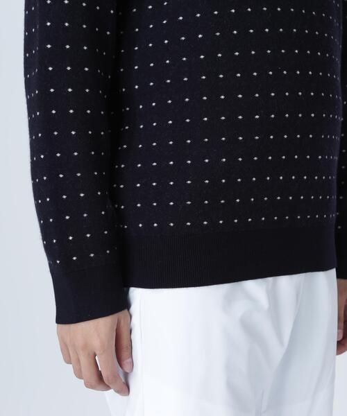 PEARLY GATES（パーリーゲイツ）の「【PEARLY GATES】14Gダブルジャガードカシミヤ混クルーネックニットプルオーバー ＜ミニドット柄＞（ニット/セーター・メンズ・ダークインディゴブルー・MEDIUM/LARGE/X-LARGE）」の7枚目の写真
