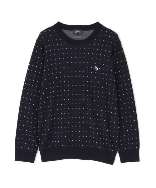 PEARLY GATES（パーリーゲイツ）の「【PEARLY GATES】14Gダブルジャガードカシミヤ混クルーネックニットプルオーバー ＜ミニドット柄＞（ニット/セーター・メンズ・ダークインディゴブルー・MEDIUM/LARGE/X-LARGE）」の9枚目の写真