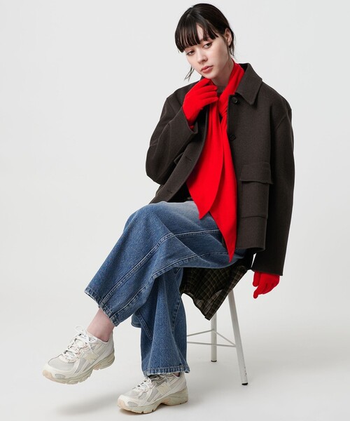 BEAUTY&YOUTH UNITED ARROWS（ビューティーアンドユースユナイテッドアローズ）の「ウール カシミヤ タイ マフラー（マフラー・レディース・レッド/ダークブラウン・FREE）」の5枚目の写真