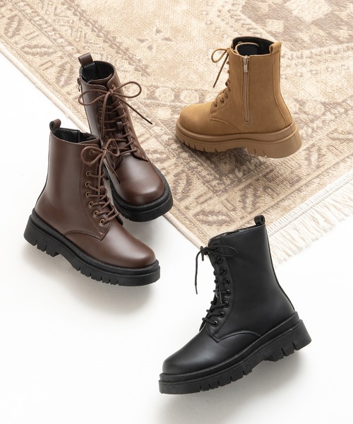 JELLY BEANS（ジェリービーンズ）の「トラックソールレースアップショートブーツ(210-57388)JELLY BEANS(ジェリービーンズ)（ブーツ・レディース・ダークブラウン/キャメル/ブラック・S/M/L）」の12枚目の写真