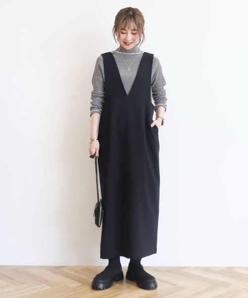 AMERICAN HOLIC（アメリカンホリック）の「【WEB限定】イージーケアVネックワンピース（ワンピース・レディース・モカ/ブラック・M/L）」の20枚目の写真