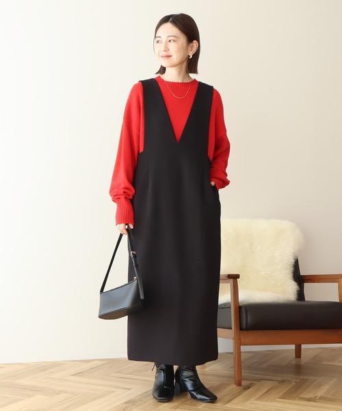 AMERICAN HOLIC（アメリカンホリック）の「【WEB限定】イージーケアVネックワンピース（ワンピース・レディース・モカ/ブラック・M/L）」の15枚目の写真