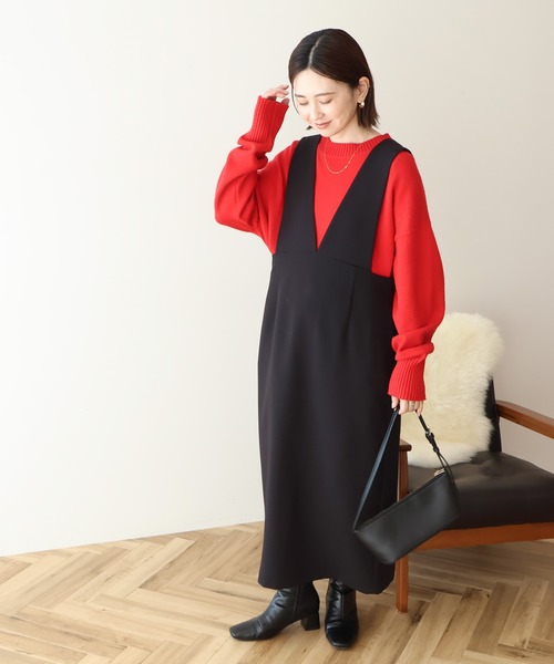 AMERICAN HOLIC（アメリカンホリック）の「【WEB限定】イージーケアVネックワンピース（ワンピース・レディース・モカ/ブラック・M/L）」の17枚目の写真