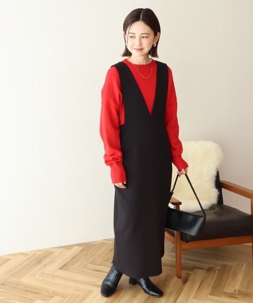 AMERICAN HOLIC（アメリカンホリック）の「【WEB限定】イージーケアVネックワンピース（ワンピース・レディース・モカ/ブラック・M/L）」の19枚目の写真