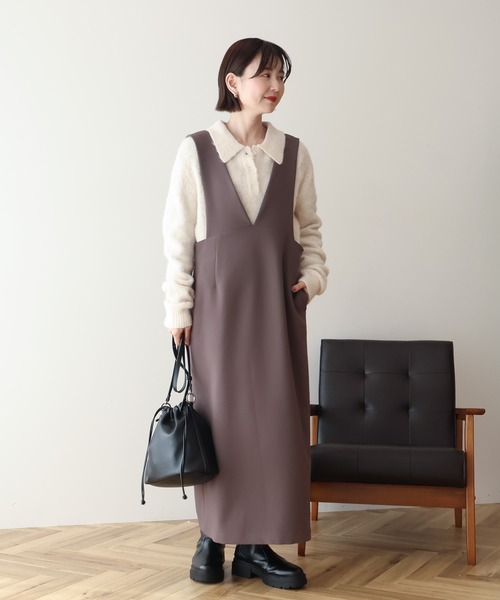 AMERICAN HOLIC(アメリカンホリック)の「【WEB限定】イージーケアVネックワンピース(ワンピース・レディース・モカ/ブラック・M/L)」の16枚目の写真