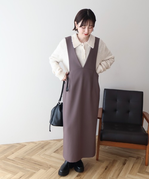 AMERICAN HOLIC(アメリカンホリック)の「【WEB限定】イージーケアVネックワンピース(ワンピース・レディース・モカ/ブラック・M/L)」の19枚目の写真