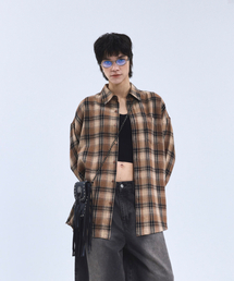 STANDARDERROR（スタンダードエラー）の「87-STAN088 ハーブヴィンテージ オーバーサイズポケット長袖チェックシャツ ブラウン（シャツ/ブラウス）」