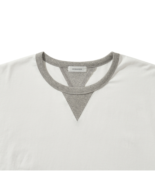 HISHANDER（ヒズハンダー）の「V-GUSSET S/S TEE WHITE/MG（Tシャツ/カットソー・メンズ・その他・1/2/3）」の3枚目の写真