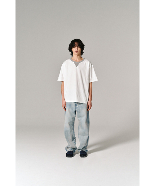 HISHANDER（ヒズハンダー）の「V-GUSSET S/S TEE WHITE/MG（Tシャツ/カットソー・メンズ・その他・1/2/3）」の5枚目の写真