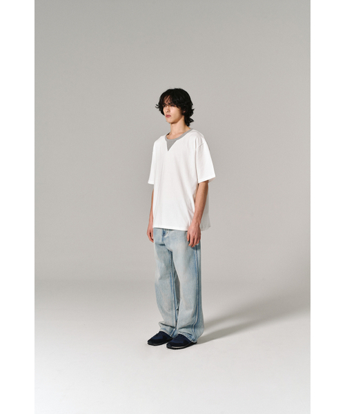 HISHANDER（ヒズハンダー）の「V-GUSSET S/S TEE WHITE/MG（Tシャツ/カットソー・メンズ・その他・1/2/3）」の6枚目の写真