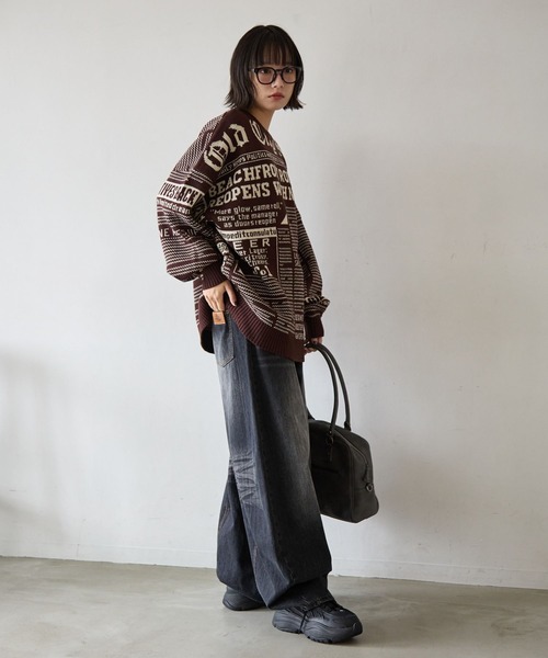 PBLIM（ページボーイリム）の「《UNISEX》ニュースペーパーニット（ニット/セーター・レディース・ブラウン/ネイビー/アイボリー・FREE）」の20枚目の写真