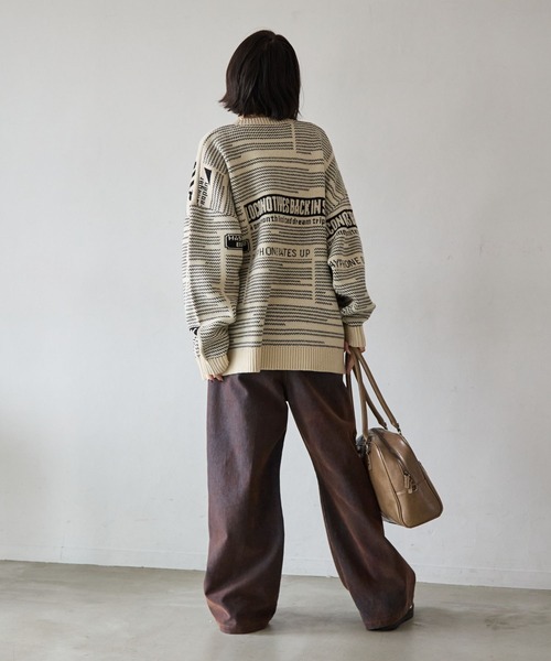 PBLIM（ページボーイリム）の「《UNISEX》ニュースペーパーニット（ニット/セーター・レディース・ブラウン/ネイビー/アイボリー・FREE）」の10枚目の写真