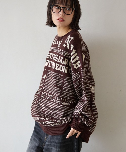 PBLIM（ページボーイリム）の「《UNISEX》ニュースペーパーニット（ニット/セーター・レディース・ブラウン/ネイビー/アイボリー・FREE）」の15枚目の写真