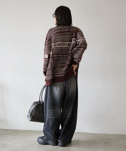 PBLIM（ページボーイリム）の「《UNISEX》ニュースペーパーニット（ニット/セーター・レディース・ブラウン/ネイビー/アイボリー・FREE）」の21枚目の写真