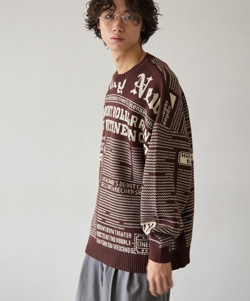 PBLIM（ページボーイリム）の「《UNISEX》ニュースペーパーニット（ニット/セーター・レディース・ブラウン/ネイビー/アイボリー・FREE）」の22枚目の写真