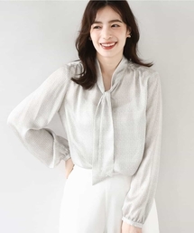 OFUON | 【2025AW】幾何柄ボウタイブラウス/洗える/WEB限定サイズあり(シャツ/ブラウス)