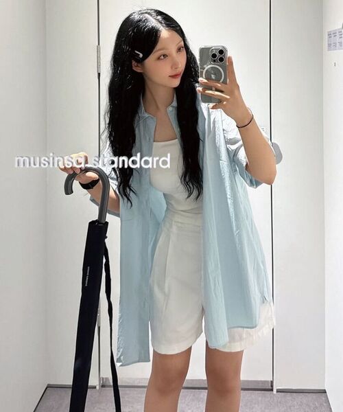 MUSINSA STANDARD WOMAN（ムシンサスタンダードウーマン）の「ウィメンズツーピンタックワイドチノショーツ[ホワイト]（その他パンツ・レディース・その他・24/25/26/30/27/28/29）」の9枚目の写真