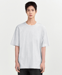 リラックスフィットクルーネックTシャツ[メランジライトグレー]