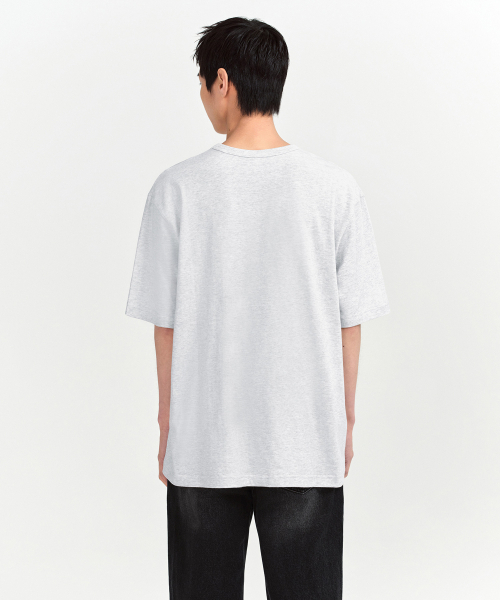 MUSINSA STANDARD（ムシンサスタンダード）の「リラックスフィットクルーネックTシャツ[メランジライトグレー]（Tシャツ/カットソー・メンズ・その他・LARGE/X-LARGE/XX-LARGE/XXX-LARGE/MEDIUM/SMALL）」の4枚目の写真