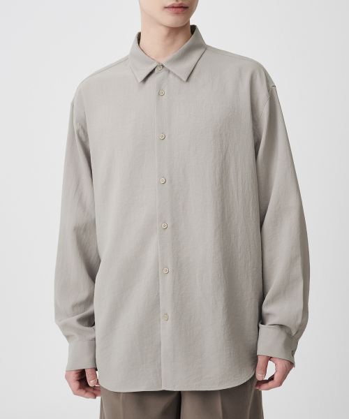 MUSINSA STANDARD（ムシンサスタンダード）の「リラックスドリネンライクシャツ[ライトベージュ]（シャツ/ブラウス・メンズ・その他・SMALL/MEDIUM/LARGE/X-LARGE/XX-LARGE）」の2枚目の写真