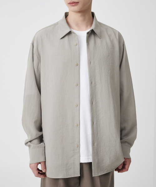 MUSINSA STANDARD（ムシンサスタンダード）の「リラックスドリネンライクシャツ[ライトベージュ]（シャツ/ブラウス・メンズ・その他・SMALL/MEDIUM/LARGE/X-LARGE/XX-LARGE）」の3枚目の写真