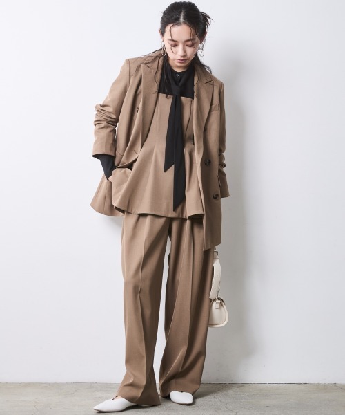 CHIC STYLE（シックスタイル）の「【セットアップ対応】バレルレッグスラックス＜大きいサイズ有＞シックスタイル（スラックス・レディース・モカ/ブラック・M/L/LL/3L/4L/5L）」の7枚目の写真