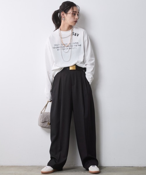 CHIC STYLE（シックスタイル）の「【セットアップ対応】バレルレッグスラックス＜大きいサイズ有＞シックスタイル（スラックス・レディース・モカ/ブラック・M/L/LL/3L/4L/5L）」の8枚目の写真