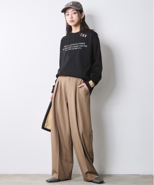 CHIC STYLE（シックスタイル）の「【セットアップ対応】バレルレッグスラックス＜大きいサイズ有＞シックスタイル（スラックス・レディース・モカ/ブラック・M/L/LL/3L/4L/5L）」の10枚目の写真