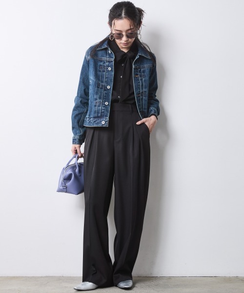 CHIC STYLE（シックスタイル）の「【セットアップ対応】バレルレッグスラックス＜大きいサイズ有＞シックスタイル（スラックス・レディース・モカ/ブラック・M/L/LL/3L/4L/5L）」の12枚目の写真