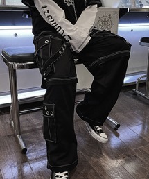 NYLAUS（ナイラス）の「【NYS】EYELET アイレット 2WAYカーゴパンツ ワイドカーゴパンツ カーゴハーフパンツ（カーゴパンツ）」