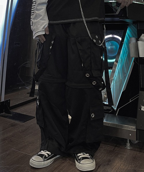 NYLAUS(ナイラス)の「【NYS】EYELET アイレット 2WAYカーゴパンツ ワイドカーゴパンツ カーゴハーフパンツ(カーゴパンツ・メンズ・ブラック系その他/ブラック・L/M)」の21枚目の写真