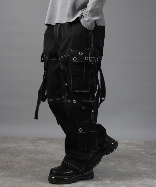 NYLAUS(ナイラス)の「【NYS】EYELET アイレット 2WAYカーゴパンツ ワイドカーゴパンツ カーゴハーフパンツ(カーゴパンツ・メンズ・ブラック系その他/ブラック・L/M)」の6枚目の写真