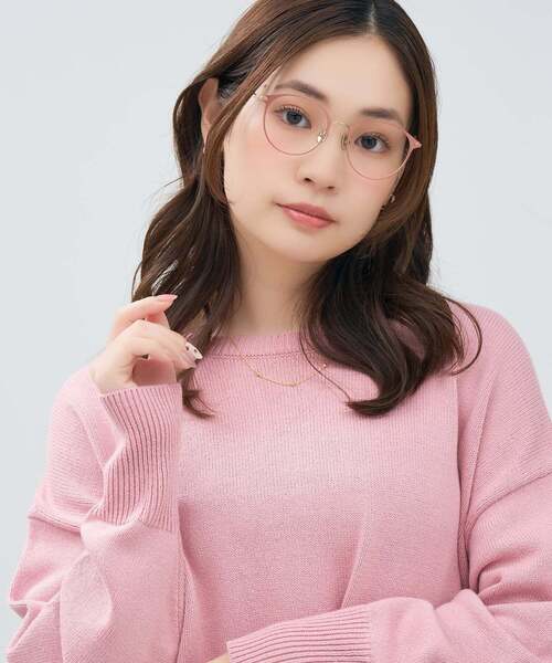 度あり中顔面短縮メガネ (ピーチピンク) ボストン型 メガネ｜中顔面短縮みえメガネ チタンフレーム 軽量 メタル
