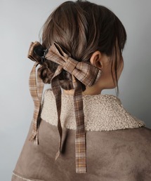 SPINNS | 【2個セット】ビッグリボンヘアクリップ/バナナクリップ/チェック柄(バレッタ/ヘアクリップ)